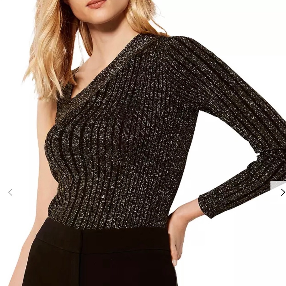 Karen millen gold knitted one shoulder top size small